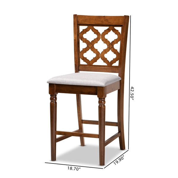 Baxton Studio Baxton Studio Ramiro 2-Piece Counter Stool Set in Grey Fabric & Walnut Finish - Stylish Comfort! RH336P-Grey/Walnut-PC