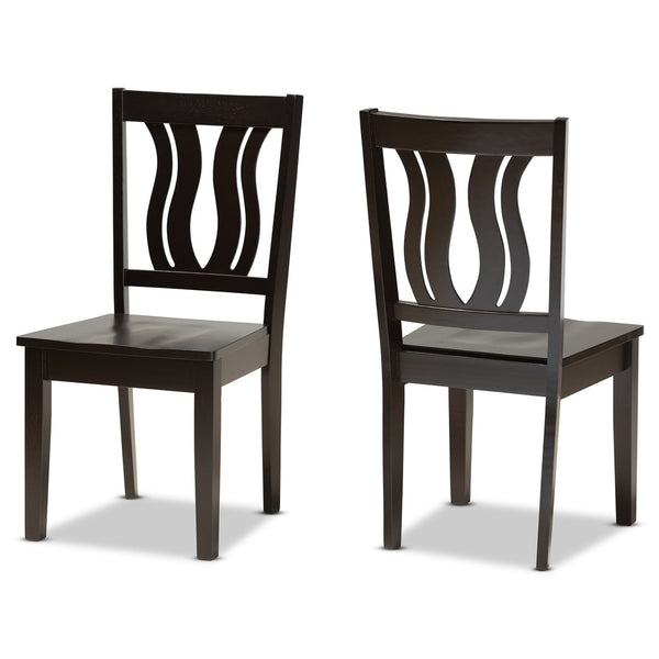 Baxton Studio Baxton Studio Modern Dining Chair Set - Stylish Solid Oak Design with Scoop Seat & Geometric Back Fenton Dark RH338C-Dark Brown Wood Scoop Seat-DC-2PK