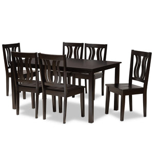 Baxton Studio Baxton Studio 7-Piece Modern Dining Set with Geometric Chairs for Elegant Dining Experiences Zamira Dark Zamira-Dark Brown-7PC Dining Set