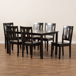 Baxton Studio Baxton Studio 7-Piece Modern Dining Set with Geometric Chairs for Elegant Dining Experiences Zamira Dark Zamira-Dark Brown-7PC Dining Set