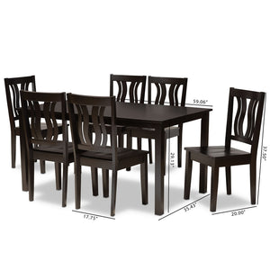 Baxton Studio Baxton Studio 7-Piece Modern Dining Set with Geometric Chairs for Elegant Dining Experiences Zamira Dark Zamira-Dark Brown-7PC Dining Set