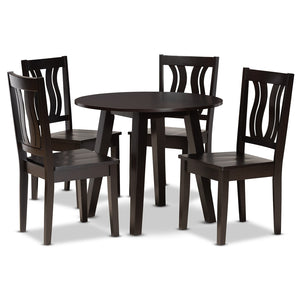Baxton Studio Baxton Anesa 5-Piece Dark Brown Dining Set - Modern Elegance with Geometric Chairs for Cozy Dining Anesa-Dark Brown-5PC Dining Set