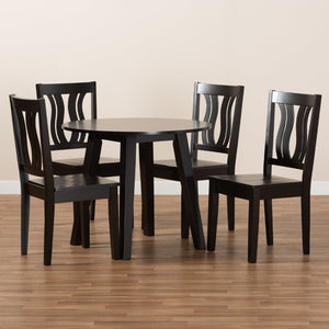Baxton Studio Baxton Anesa 5-Piece Dark Brown Dining Set - Modern Elegance with Geometric Chairs for Cozy Dining Anesa-Dark Brown-5PC Dining Set
