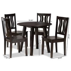 Baxton Studio Baxton Anesa 5-Piece Dark Brown Dining Set - Modern Elegance with Geometric Chairs for Cozy Dining Anesa-Dark Brown-5PC Dining Set