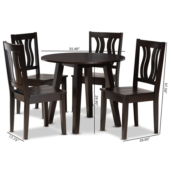 Baxton Studio Baxton Anesa 5-Piece Dark Brown Dining Set - Modern Elegance with Geometric Chairs for Cozy Dining Anesa-Dark Brown-5PC Dining Set