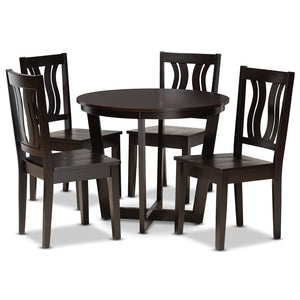 Baxton Studio Baxton Elodia 5-Piece Modern Dining Set - Dark Brown Wood Table & Scoop Chairs for Stylish Spaces Elodia-Dark Brown-5PC Dining Set