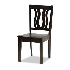 Baxton Studio Baxton Studio Noelia 5-Piece Modern Dining Set - Dark Brown Wood, Sculptural Chairs & Round Table Noelia-Dark Brown-5PC Dining Set