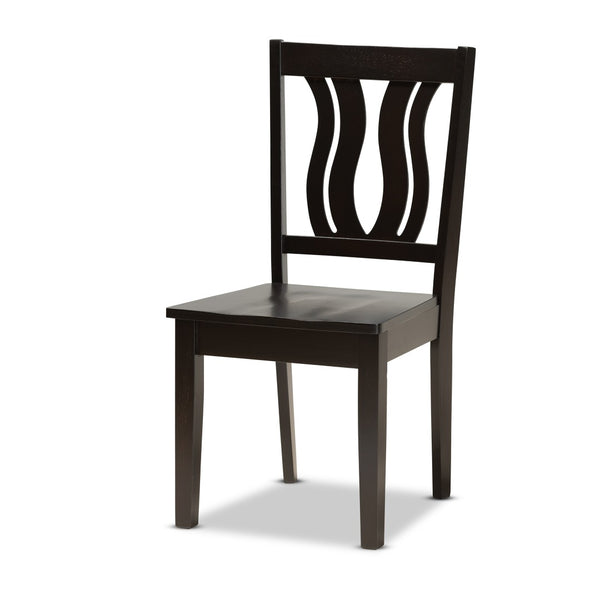Baxton Studio Baxton Karla Modern 5-Piece Dining Set: Stylish Dark Brown Wood Table & Sculptural Chairs for Cozy Spaces Karla-Dark Brown-5PC Dining Set