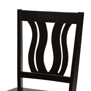 Baxton Studio Baxton Karla Modern 5-Piece Dining Set: Stylish Dark Brown Wood Table & Sculptural Chairs for Cozy Spaces Karla-Dark Brown-5PC Dining Set