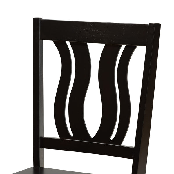 Baxton Studio Baxton Karla Modern 5-Piece Dining Set: Stylish Dark Brown Wood Table & Sculptural Chairs for Cozy Spaces Karla-Dark Brown-5PC Dining Set