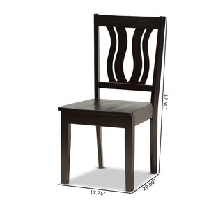 Baxton Studio Baxton Studio Modern Dining Chair Set - Stylish Solid Oak Design with Scoop Seat & Geometric Back Fenton Dark RH338C-Dark Brown Wood Scoop Seat-DC-2PK
