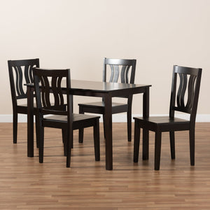 Baxton Studio Baxton Studio 7-Piece Modern Dining Set with Geometric Chairs for Elegant Dining Experiences Zamira Dark 5-Piece Zamira-Dark Brown-5PC Dining Set