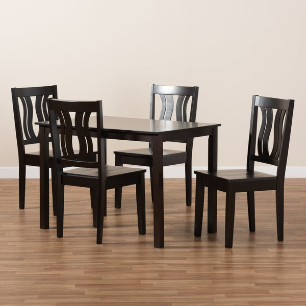 Baxton Studio Baxton Studio 7-Piece Modern Dining Set with Geometric Chairs for Elegant Dining Experiences Zamira Dark 5-Piece Zamira-Dark Brown-5PC Dining Set