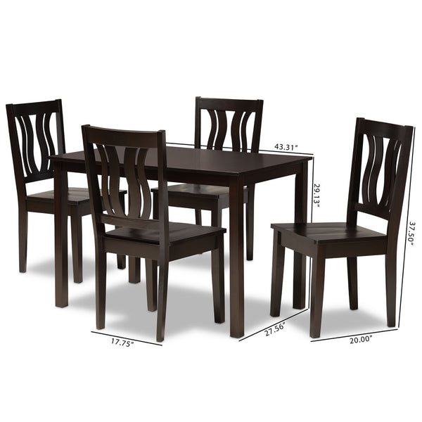 Baxton Studio Baxton Studio 7-Piece Modern Dining Set with Geometric Chairs for Elegant Dining Experiences Zamira Dark 5-Piece Zamira-Dark Brown-5PC Dining Set