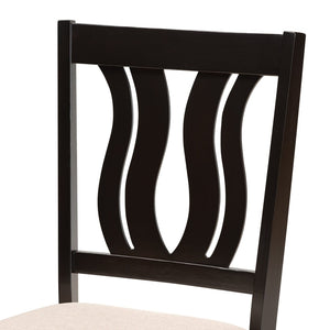 Baxton Studio Baxton Studio Fenton 7-Piece Dining Set - Modern Sand Upholstered Chairs & Dark Brown Table Design RH338C-Sand/Dark Brown-7PC Dining Set