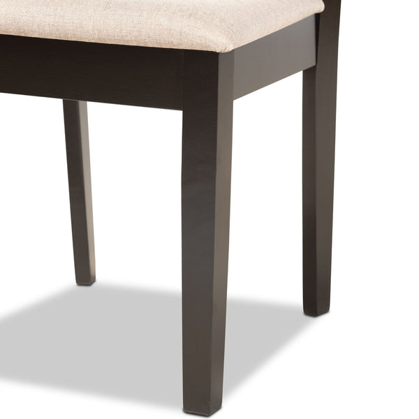 Baxton Studio Baxton Fenton 5-Piece Modern Dining Set with Sand Upholstered Chairs and Dark Brown Wood Table RH338C-Sand/Dark Brown-5PC Dining Set