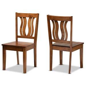 Baxton Studio Baxton Studio Modern Dining Chair Set - Stylish Solid Oak Design with Scoop Seat & Geometric Back Fenton Walnut RH338C-Walnut Wood Scoop Seat-DC-2PK
