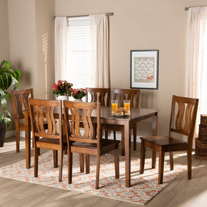 Baxton Studio Baxton Studio 7-Piece Modern Dining Set with Geometric Chairs for Elegant Dining Experiences Zamira Walnut Zamira-Walnut-7PC Dining Set