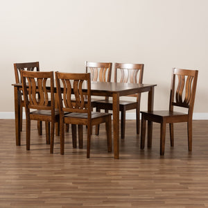 Baxton Studio Baxton Studio 7-Piece Modern Dining Set with Geometric Chairs for Elegant Dining Experiences Zamira Walnut Zamira-Walnut-7PC Dining Set