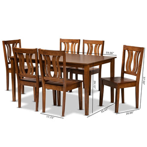 Baxton Studio Baxton Studio 7-Piece Modern Dining Set with Geometric Chairs for Elegant Dining Experiences Zamira Walnut Zamira-Walnut-7PC Dining Set