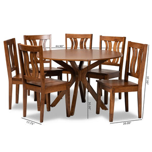 Baxton Studio Baxton Studio Mare 7-Piece Dining Set: Modern Walnut Brown Wood Table & Ergonomic Chairs for Comfort Mare-Walnut-7PC Dining Set