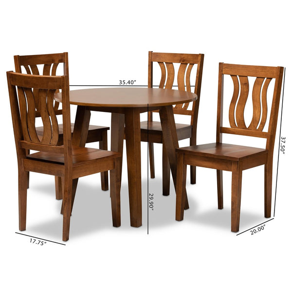 Baxton Studio Baxton Anesa 5-Piece Dining Set: Modern Walnut Brown Wood Table & Chairs for Cozy Gatherings Anesa-Walnut-5PC Dining Set