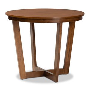 Baxton Studio Baxton Elodia 5-Piece Dining Set - Modern Walnut Brown Table & Scoop-Seat Chairs for Cozy Spaces Elodia-Walnut-5PC Dining Set