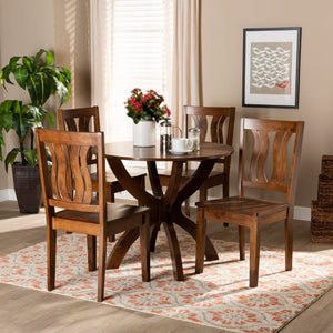 Baxton Studio Baxton Karla 5-Piece Modern Walnut Dining Set with Geometric Chairs for Stylish Gatherings Karla-Walnut-5PC Dining Set