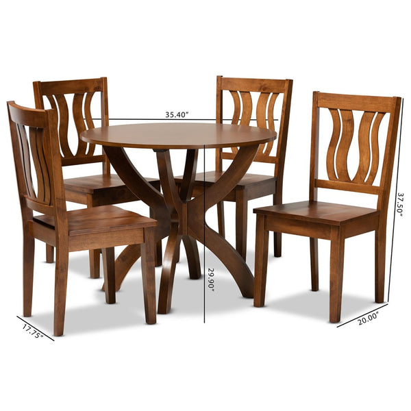 Baxton Studio Baxton Karla 5-Piece Modern Walnut Dining Set with Geometric Chairs for Stylish Gatherings Karla-Walnut-5PC Dining Set