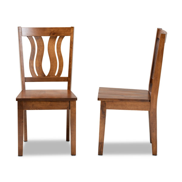 Baxton Studio Baxton Studio Modern Dining Chair Set - Stylish Solid Oak Design with Scoop Seat & Geometric Back Fenton Walnut RH338C-Walnut Wood Scoop Seat-DC-2PK