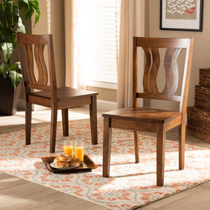 Baxton Studio Baxton Studio Modern Dining Chair Set - Stylish Solid Oak Design with Scoop Seat & Geometric Back Fenton Walnut RH338C-Walnut Wood Scoop Seat-DC-2PK
