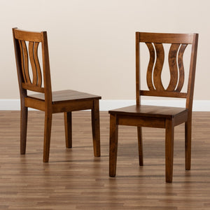 Baxton Studio Baxton Studio Modern Dining Chair Set - Stylish Solid Oak Design with Scoop Seat & Geometric Back Fenton Walnut RH338C-Walnut Wood Scoop Seat-DC-2PK