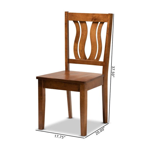 Baxton Studio Baxton Studio Modern Dining Chair Set - Stylish Solid Oak Design with Scoop Seat & Geometric Back Fenton Walnut RH338C-Walnut Wood Scoop Seat-DC-2PK