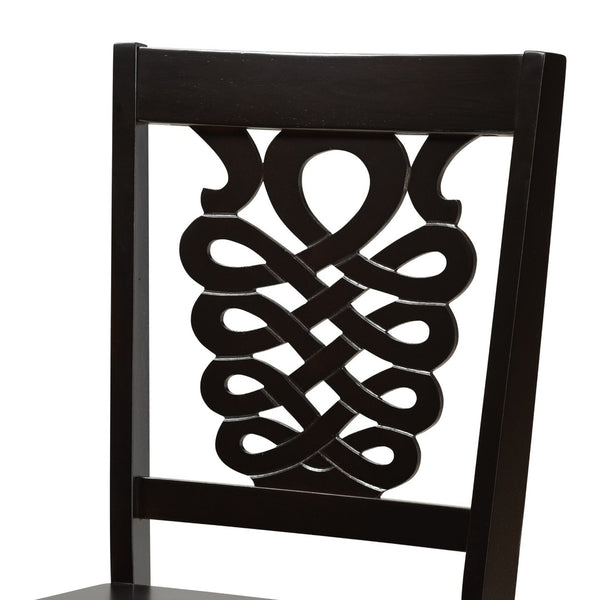 Baxton Studio Baxton Studio Luisa 7-Piece Modern Dining Set with Geometric Chairs & Rich Dark Brown Finish Luisa-Dark Brown-7PC Dining Set