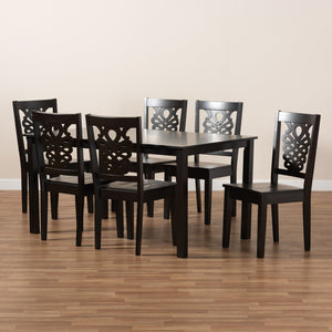 Baxton Studio Baxton Studio Luisa 7-Piece Modern Dining Set with Geometric Chairs & Rich Dark Brown Finish Luisa-Dark Brown-7PC Dining Set