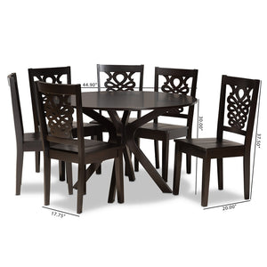 Baxton Studio Baxton Studio Liese 7-Piece Dining Set - Modern Dark Brown Wood Table & Chairs for Family Gatherings Liese-Dark Brown-7PC Dining Set