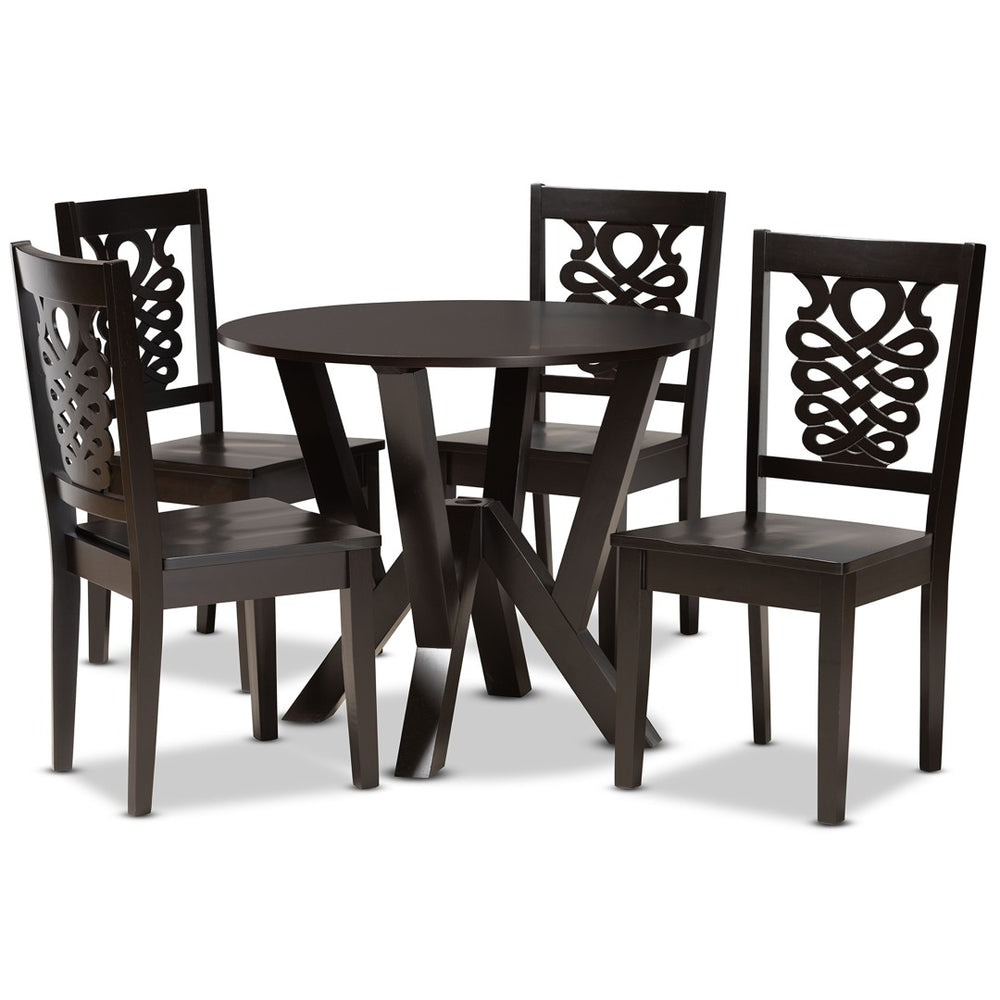 Baxton Studio Baxton Studio Valda 5-Piece Modern Dining Set with Dark Brown Finish for Cozy Spaces & Style Valda-Dark Brown-5PC Dining Set