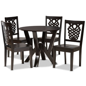 Baxton Studio Baxton Studio Valda 5-Piece Modern Dining Set with Dark Brown Finish for Cozy Spaces & Style Valda-Dark Brown-5PC Dining Set