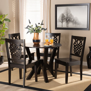 Baxton Studio Baxton Studio Valda 5-Piece Modern Dining Set with Dark Brown Finish for Cozy Spaces & Style Valda-Dark Brown-5PC Dining Set
