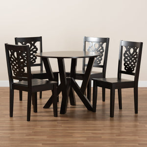 Baxton Studio Baxton Studio Valda 5-Piece Modern Dining Set with Dark Brown Finish for Cozy Spaces & Style Valda-Dark Brown-5PC Dining Set