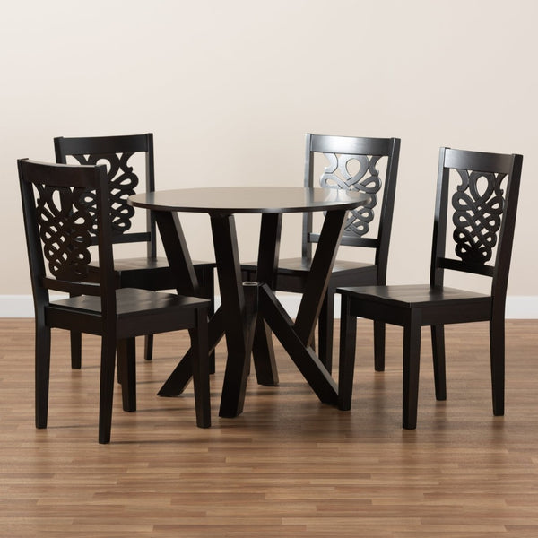 Baxton Studio Baxton Studio Valda 5-Piece Modern Dining Set with Dark Brown Finish for Cozy Spaces & Style Valda-Dark Brown-5PC Dining Set