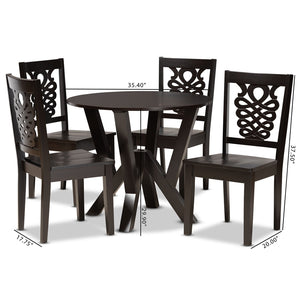 Baxton Studio Baxton Studio Valda 5-Piece Modern Dining Set with Dark Brown Finish for Cozy Spaces & Style Valda-Dark Brown-5PC Dining Set