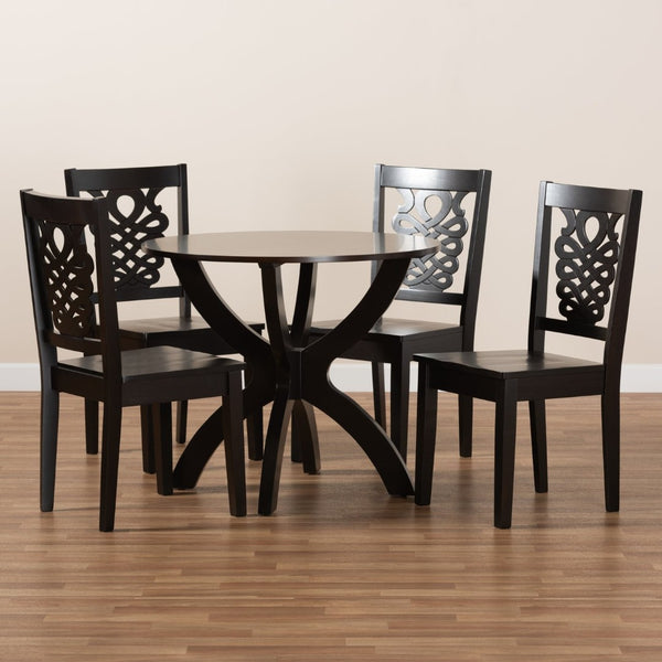 Baxton Studio Baxton Studio Wanda 5-Piece Dining Set - Modern Dark Brown Wood Table & Chairs for Small Spaces Wanda-Dark Brown-5PC Dining Set
