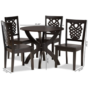 Baxton Studio Baxton Studio Wanda 5-Piece Dining Set - Modern Dark Brown Wood Table & Chairs for Small Spaces Wanda-Dark Brown-5PC Dining Set
