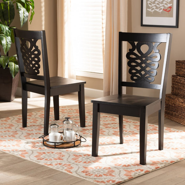 Baxton Studio Baxton Studio Gervais Modern 2-Piece Dining Chair Set - Dark Brown Wood, Stylish Comfort & Durability RH339C-Dark Brown Wood Scoop Seat-DC-2PK
