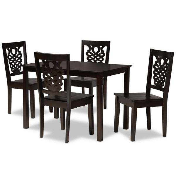Baxton Studio Baxton Studio Luisa 5-Piece Dining Set – Modern Dark Brown Wood Table & Chairs for Stylish Dining Luisa-Dark Brown-5PC Dining Set