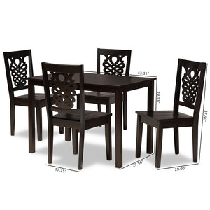 Baxton Studio Baxton Studio Luisa 5-Piece Dining Set – Modern Dark Brown Wood Table & Chairs for Stylish Dining Luisa-Dark Brown-5PC Dining Set