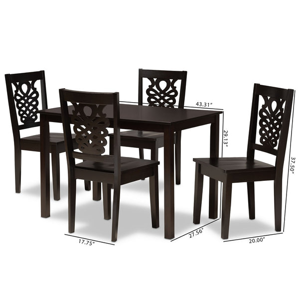 Baxton Studio Baxton Studio Luisa 5-Piece Dining Set – Modern Dark Brown Wood Table & Chairs for Stylish Dining Luisa-Dark Brown-5PC Dining Set