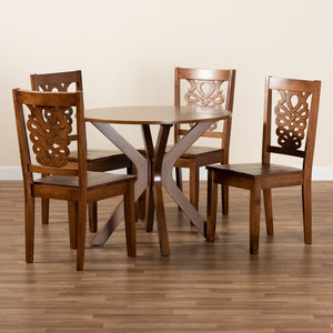 Baxton Studio Baxton Studio Liese 5-Piece Dining Set - Modern Walnut Brown Wood Table & Chairs for Cozy Spaces Liese-Walnut-5PC Dining Set