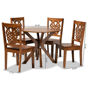 Baxton Studio Baxton Studio Liese 5-Piece Dining Set - Modern Walnut Brown Wood Table & Chairs for Cozy Spaces Liese-Walnut-5PC Dining Set